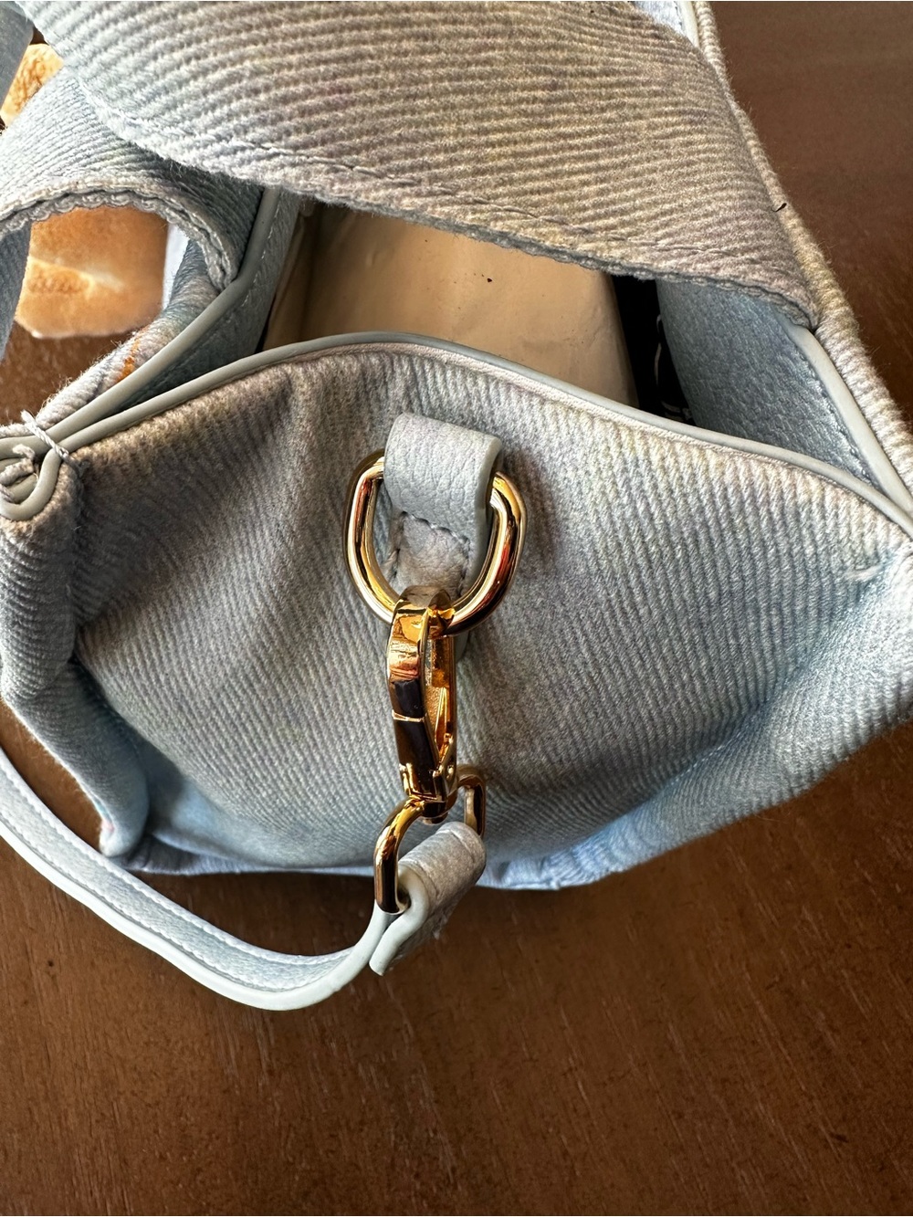Betsey Johnson Light Blue Denim Tote with Teddy Charm w/ removable strap - Picture 5 of 16